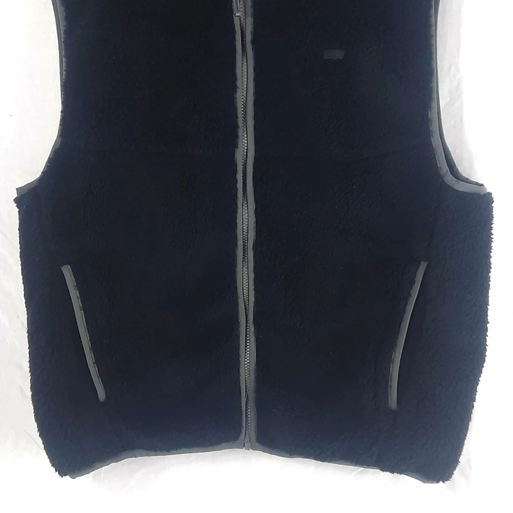 Levi's Fleece Mens Vest Medium Black Gray Sleeveless Zip Front